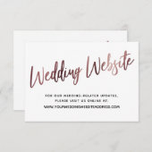 Rose Gold Script Wedding Website Save the Date Begleitkarte (Vorne/Hinten)