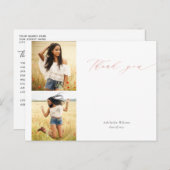 Rose Gold Script Zwei Foto Abschluss Vielen Dank Postkarte (Vorne/Hinten)