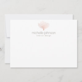 Rose Gold Sea Fan Coral Flat Notecard Mitteilungskarte