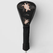 Rose Gold Sea Turtle Schwarz Ihr Name Golf Headcover (Vorderseite)