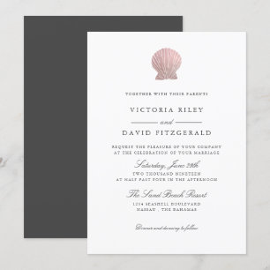 Rose Gold Seashell Hochzeit am Meer Einladung