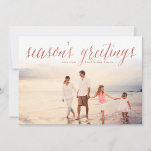 Rose Gold Season's Greetings Glitzer Look Foto Feiertagskarte