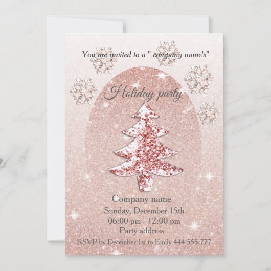 Rose Gold Sequenzen Weihnachts-Party Einladung (Vorderseite)
