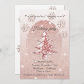 Rose Gold Sequenzen Weihnachts-Party Einladung (Vorne/Hinten)
