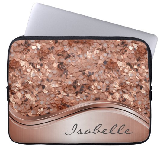 Rose Gold Sequin 3D sieht Personalisiert aus Laptopschutzhülle (Vorderseite)