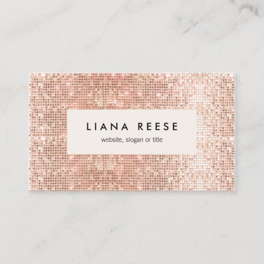 Rose Gold Sequin Beauty Salon Visitenkarte (Vorderseite)