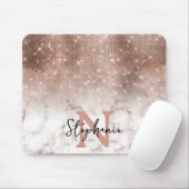 Rose Gold Sequin Glitzer Marble Ombre Monogram Mousepad (Mit Mouse)
