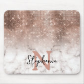 Rose Gold Sequin Glitzer Marble Ombre Monogram Mousepad (Vorne)