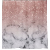 Rose Gold Sequin Glitzer Weißes Marmor Ombre Duschvorhang (Vorderseite)