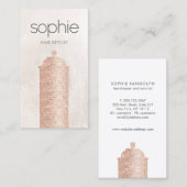 Rose Gold Sequin Haar Stylist Spray kann Salon Visitenkarte (Vorne/Hinten)