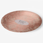 Rose Gold Shabby-Chic Damask Hochzeit Pappteller (Schrägansicht)