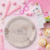 Rose Gold Shabby-Chic Vintag Calligrafy Wedding Pappteller (Party)