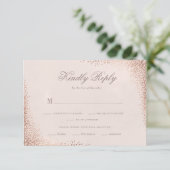 Rose Gold Shimmer Elegante Hochzeit RSVP Karte (Stehend Vorderseite)
