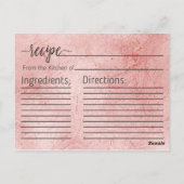 Rose Gold Shimmer Foil Brautparty Rezept Karte (Rückseite)