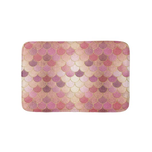 Rose Gold Shimmer Mermaid Scale Muster Badematte (Vorderseite)