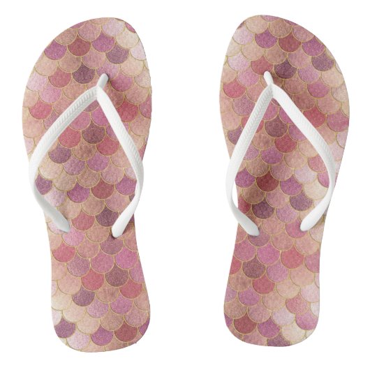 Rose Gold Shimmer Mermaid Scale Muster Badesandalen (Fußbett)