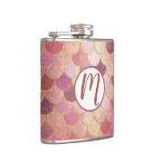 Rose Gold Shimmer Mermaid Scale Muster Flachmann (Rechts)