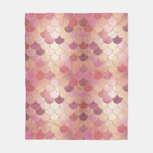 Rose Gold Shimmer Mermaid Scale Muster Fleecedecke (Vorderseite)