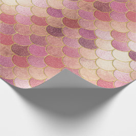 Rose Gold Shimmer Mermaid Scale Muster Geschenkpapier