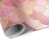 Rose Gold Shimmer Mermaid Scale Muster Geschenkpapier (Rolleneckpunkt)