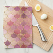 Rose Gold Shimmer Mermaid Scale Muster Geschirrtuch (Viertel Falte)