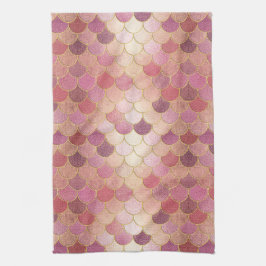 Rose Gold Shimmer Mermaid Scale Muster Geschirrtuch