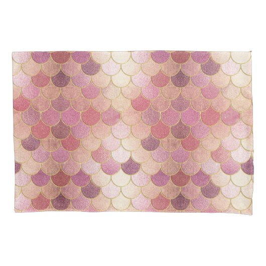 Rose Gold Shimmer Mermaid Scale Muster Kissenbezug (Vorderseite)
