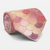 Rose Gold Shimmer Mermaid Scale Muster Krawatte (Gerollt)