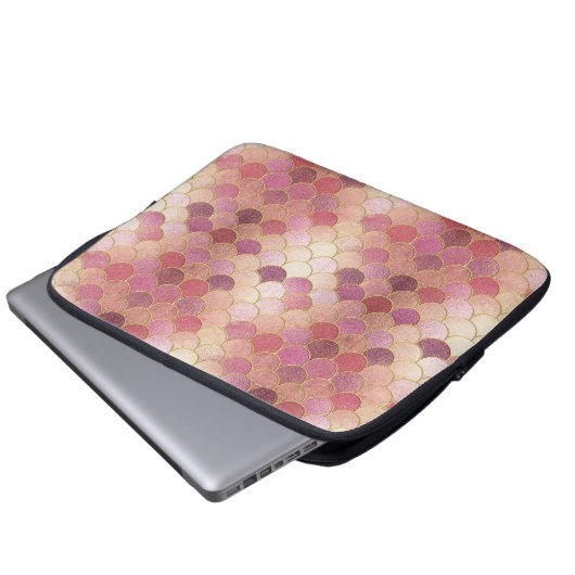Rose Gold Shimmer Mermaid Scale Muster Laptopschutzhülle (Vorne Knopf)