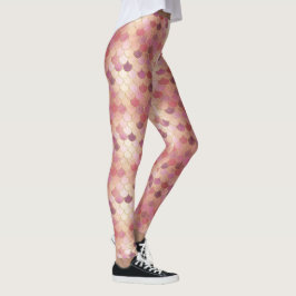 Rose Gold Shimmer Mermaid Scale Muster Leggings