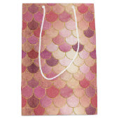 Rose Gold Shimmer Mermaid Scale Muster Mittlere Geschenktüte (Vorderseite)
