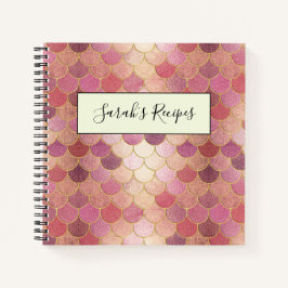 Rose Gold Shimmer Mermaid Scale Muster Notizblock