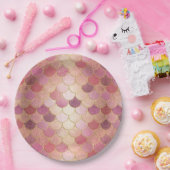 Rose Gold Shimmer Mermaid Scale Muster Pappteller (Party)