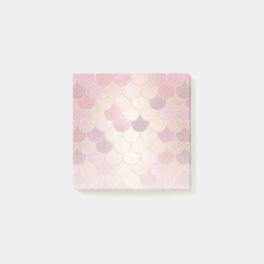 Rose Gold Shimmer Mermaid Scale Muster Post-it Klebezettel (Vorderseite)