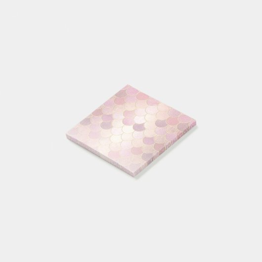 Rose Gold Shimmer Mermaid Scale Muster Post-it Klebezettel (angewinkelt)