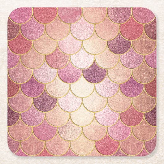 Rose Gold Shimmer Mermaid Scale Muster Rechteckiger Pappuntersetzer (Vorderseite)