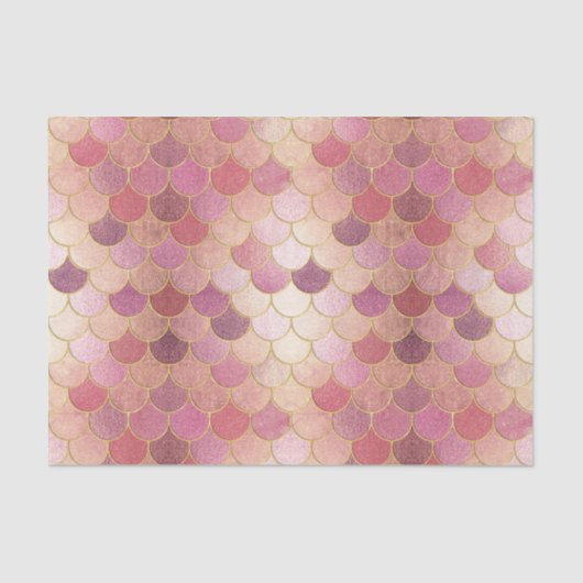 Rose Gold Shimmer Mermaid Scale Muster Seidenpapier (Vorderseite)