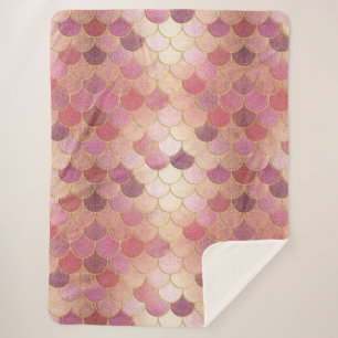 Rose Gold Shimmer Mermaid Scale Muster Sherpadecke