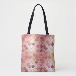 Rose Gold Shimmer Mermaid Scale Muster Tasche