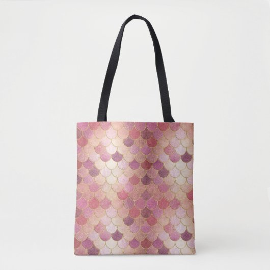 Rose Gold Shimmer Mermaid Scale Muster Tasche (Vorderseite)