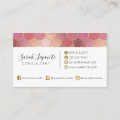 Rose Gold Shimmer Mermaid Scale Muster Visitenkarte (Rückseite)