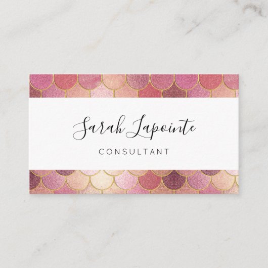 Rose Gold Shimmer Mermaid Scale Muster Visitenkarte (Vorderseite)