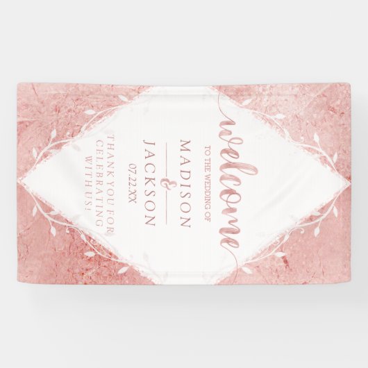 Rose Gold Shimmer Metallic Foil Hochzeit Begrüßung Banner (Horizontal)