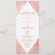 Rose Gold Shimmer Metallic Foil Wedding Programm