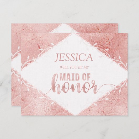 Rose Gold Shimmer werden Sie meine Trauzeugin sein Einladung (Vorne/Hinten)