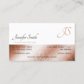 Rose Gold Shimmer White Glitzer Stars und Monogram Visitenkarte (Rückseite)