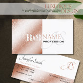 Rose Gold Shimmer White Glitzer Stars und Monogram Visitenkarte