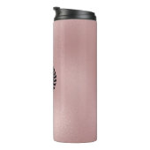 Rose Gold Shiny Background & Black Laurel Wreath Thermosbecher (Nach rechts gedreht)