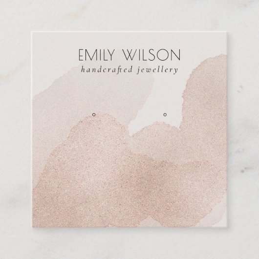 Rose Gold Shiny Brush Stroke Gestank Earring Displ Quadratische Visitenkarte (Vorderseite)