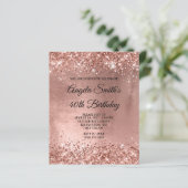 Rose Gold Shiny Foil 40. Geburtstag Einladung (Stehend Vorderseite)